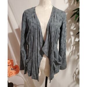 Mystree Embroidered Cinch Tie Waist Jacket Cardigan Top Size S Boho Hippie Fairy